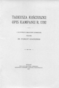 Tadeusza Kościuszki opis kampanii r. 1792